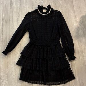 Chic Black Ruffled Midi Dress